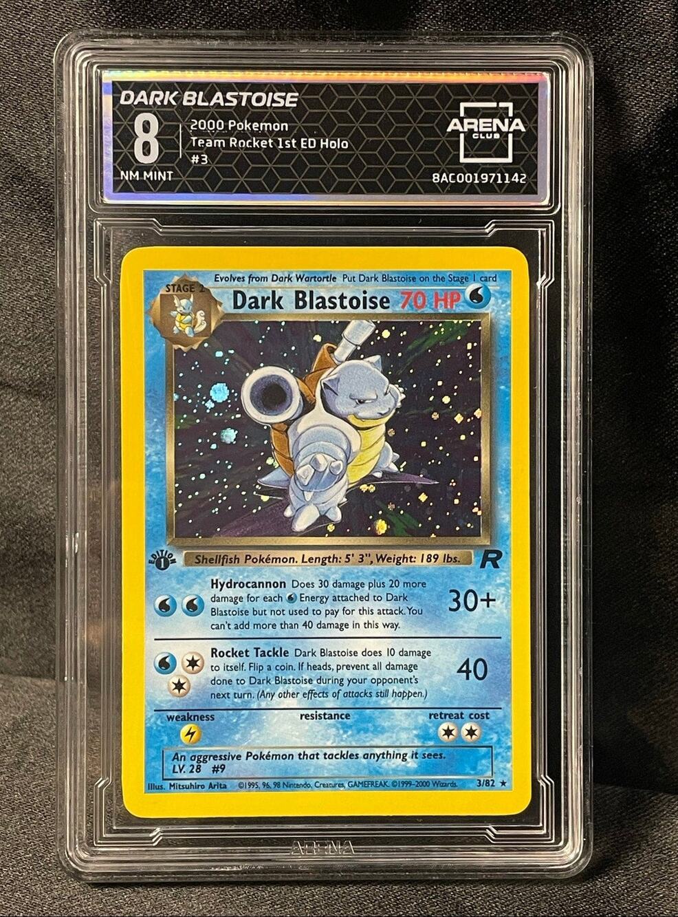 2000 Dark Blastoise 1st Edition #3 Pokémon Team Rocket ArenaClub Grade NM-MINT 8